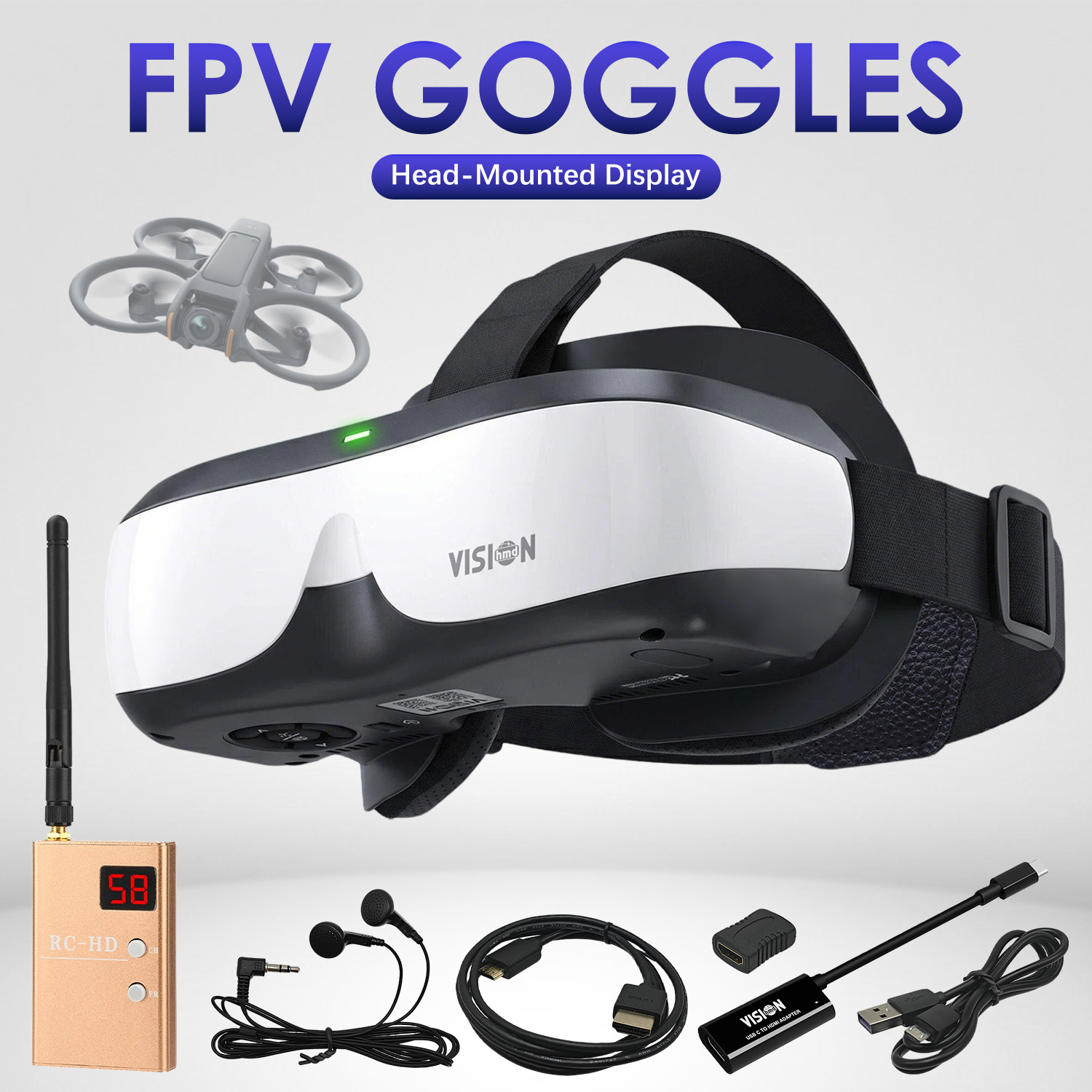 Skyzone Sky04O Pro Fpv Goggles - FPV Başa Monte Ekran DIY Giriş